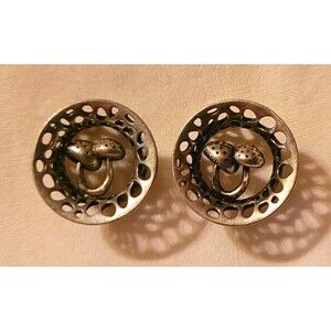 12mm Pr Silver Tone Metal Gauges Plugs w/ Mushroom Motif